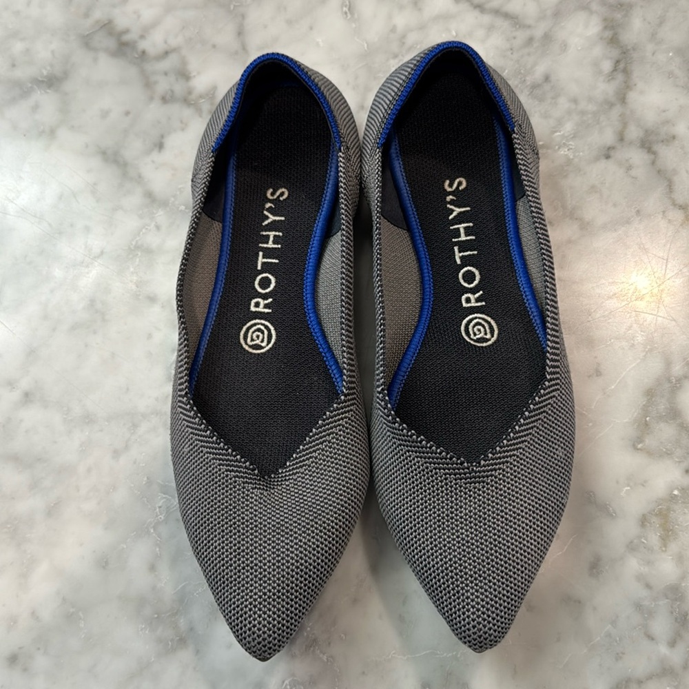 Rothy’s The Point in Cloud Grey Birdseye, Size 7.5